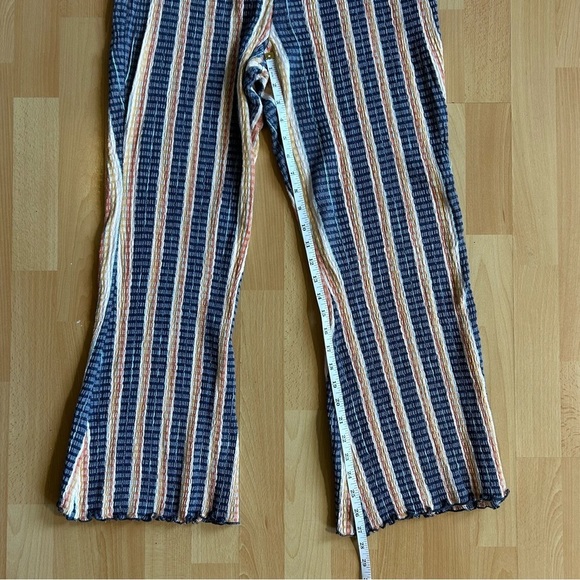 Free People Fine Line Slim High Waist Flare Striped Textured Pant Small Boho - Picture 12 of 13
